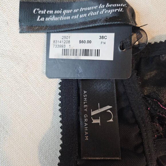Ashley Graham Black & Purple Lace Bra - Size 38C - Picture 6 of 7